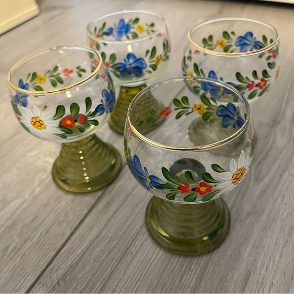 Vintage Other - Vintage Mid 20th-Century Hand Painted Röemer Cordials, Germany - Set of 4
